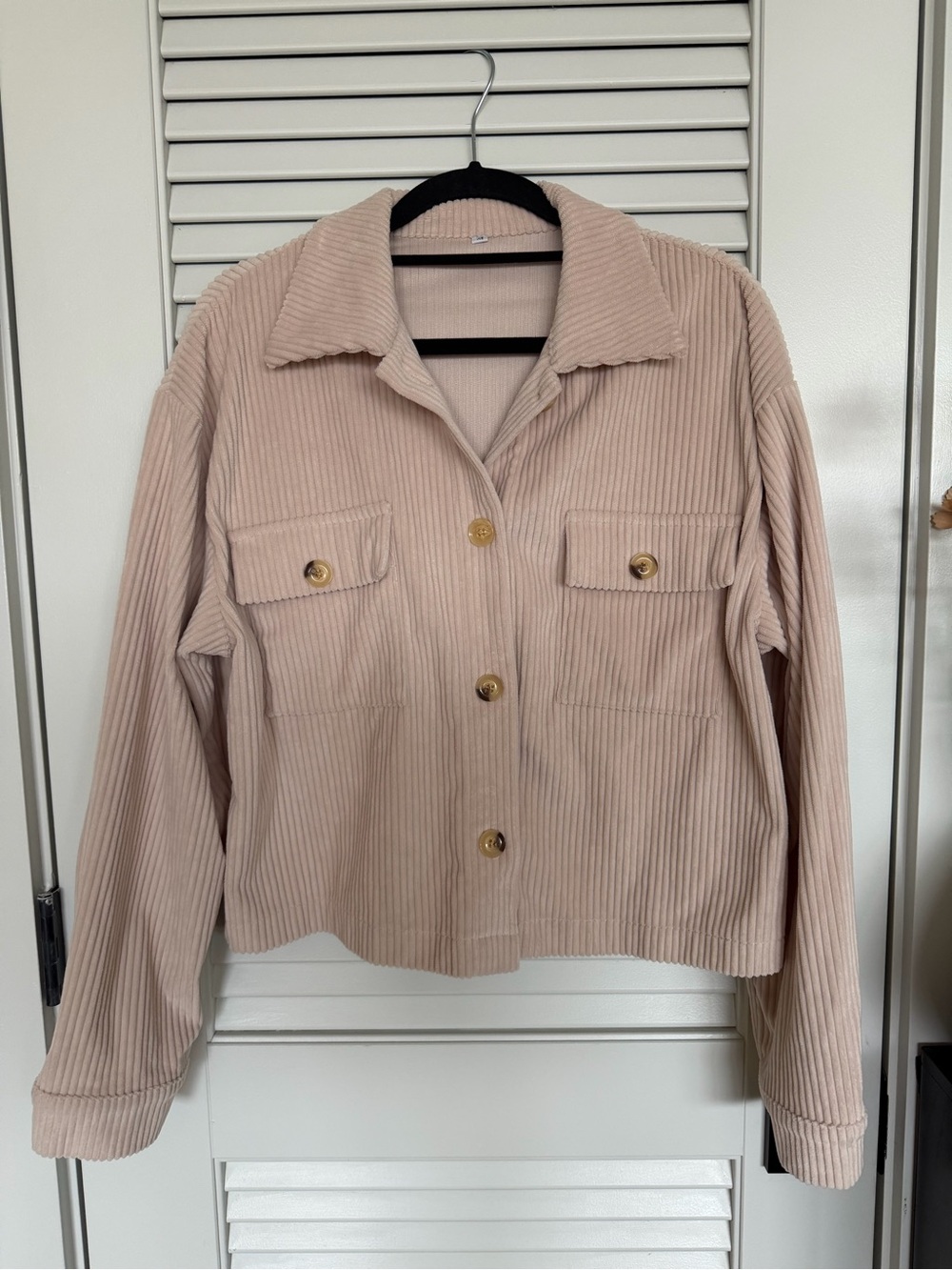 Women’s Beige Ribbed Button Jacket - Picture 2 of 2